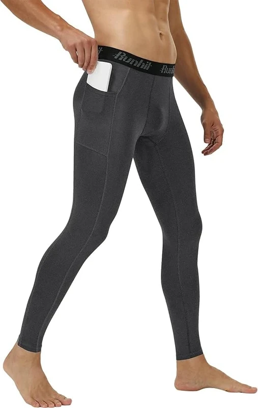 Generic Men's Compression Pants - Gray Medium Athletic Tights
