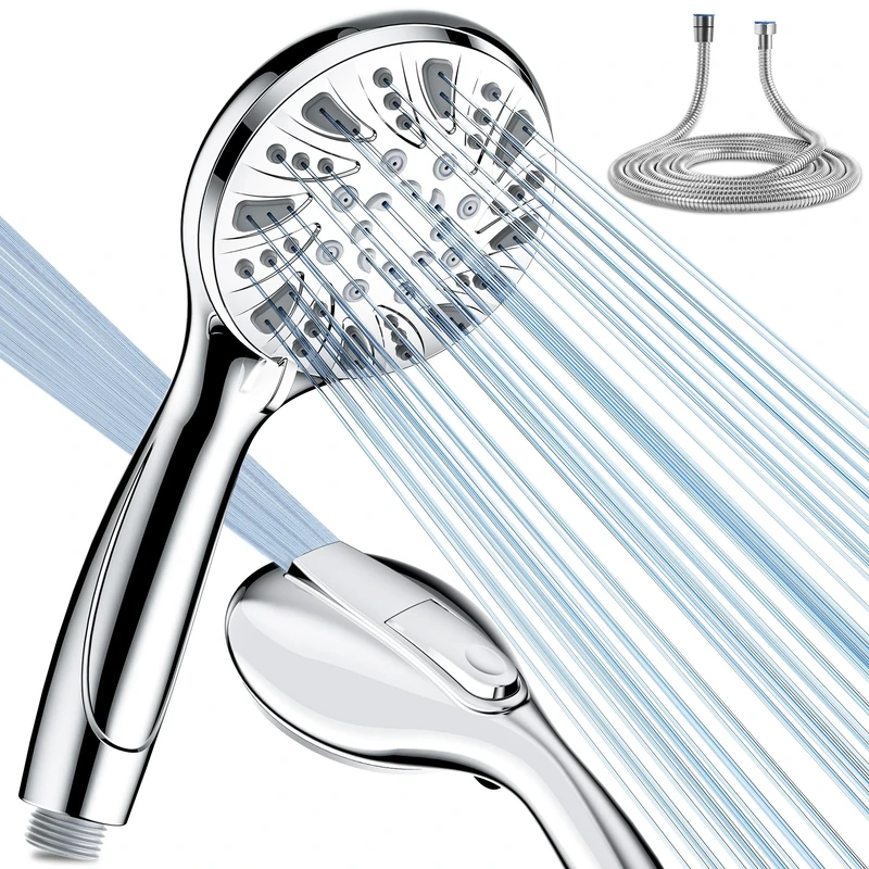 Magichome High Pressure 6-Mode Shower Head and 1.5m Hose | Premium Chrome-Plated Handheld Shower with Power Wash Mode for Bathroom Cleaning