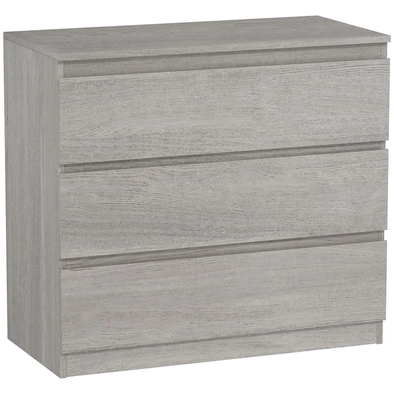 HOMCOM Chest of Drawers, 3-Drawer Storage Organiser Unit for Bedroom, Living Room, 80 x 39 x 73cm, Grey Wood Effect