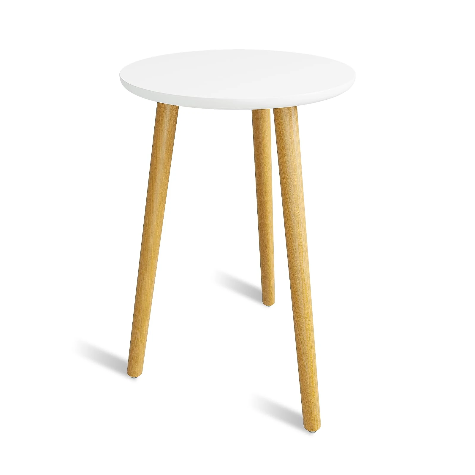 Bamworld Tall Plant Stand Indoor Round Plant Shelf Wood Plant Table for Flower Pots Heavy Duty Mid Century Plant Holder Modern Home Decor Small Round Side End Table White