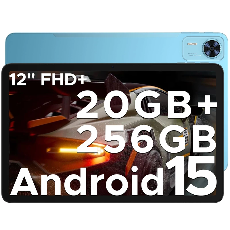 T36 Android 15 Tablet 12 Inch, 20GB+256GB/2TB TF T620 Octa-Core, 2.4K 90Hz Display, 8800mAh, Tablet with SIM Card Slots, Bluetooth 5.0+5G WiFi, Hi-Res Speaker, Metal Body - Blue - Image 1