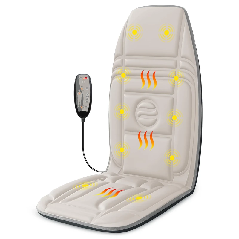 Snailax Vibration Back Massager with Heat - 10 Vibration Motors & 2 Heating Levels, Chair,Mounted Massager for Office Chair, Recliner, Sofa (UK Plug)-Christmas Birthday Gifts for Men, Mom, Dad