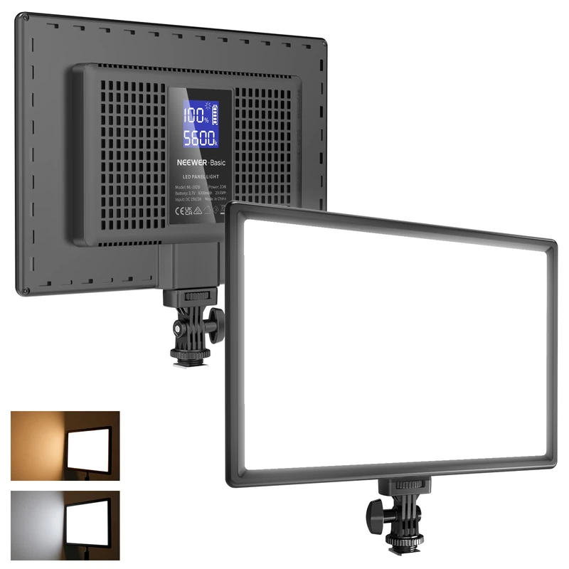 NEEWER BASICS 13" LED Video Light Panel, 20W Ultra Thin Bi Color Dimmable DSLR Camera Soft Photo Key Lighting for Streaming Studio Photography Podcast Recording, 8000mAh/3200-5600K/CRI97+, NL-192B