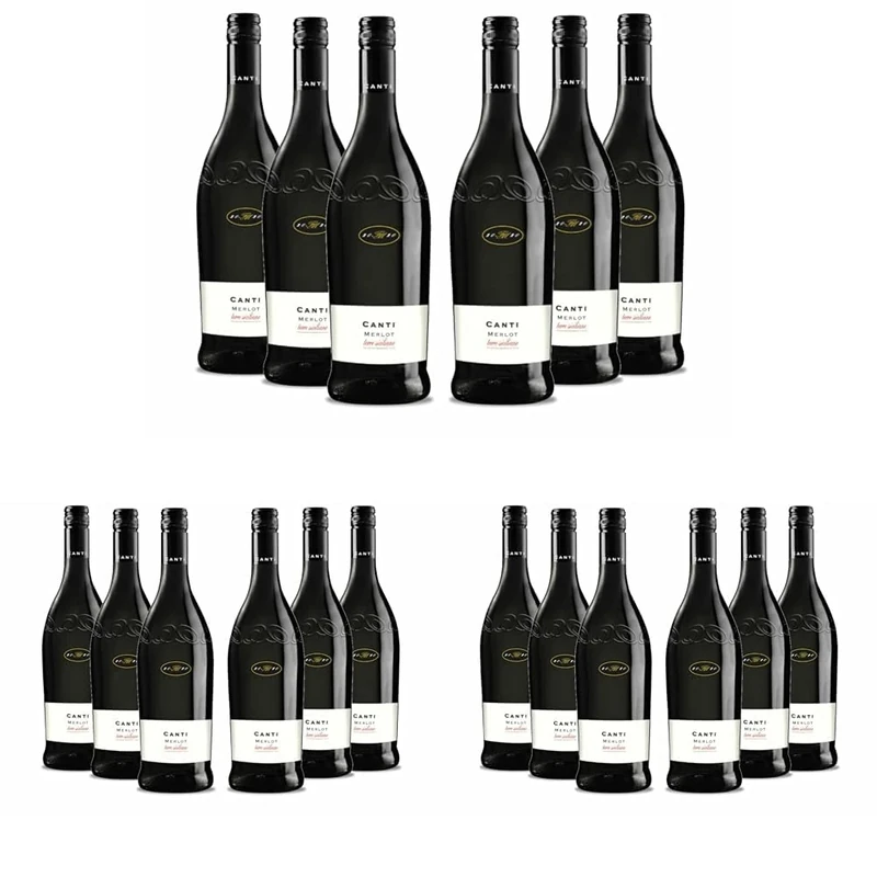 Canti - Merlot Terre Siciliane I.G.T., Sicilian Italian Red Dry Wine 13%, Round Flavor with a Fruity Taste and Dark Chocolate Notes, 6x750 ml (Pack of 3)