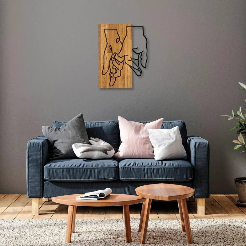 Elegant Decorative Wooden Wall Accessory, 45 x 58 cm, 50% Real Wood (3 cm) & Metal (1.5 mm), Unique Walnut & Black Finish, Perfect for Home Décor - Image 1