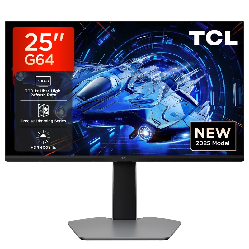 TCL 25G64 25” QD-Mini-LED Monitor, Full HD resolution, 300Hz, Fast-IPS panel, HDR 600 nits, 1ms GTG response time, AMD Freesync Premium, G-Sync compatible