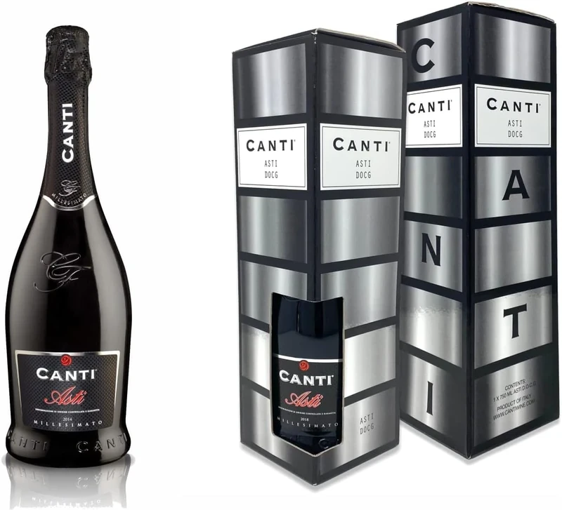 Canti -ASTI D.O.C.G. Millesimato, Spumante White Sparkling Wine, Moscato d'Asti 7%, Gift Pack, Italian Grape Variety from Piemonte, Fruity and Aromatic Taste, 1x750 ml (Pack of 6)