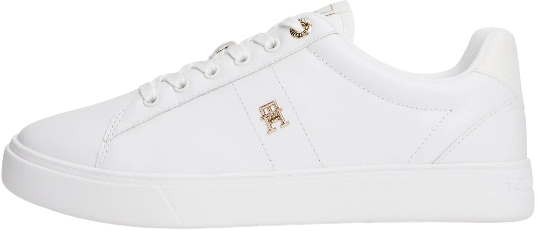 Tommy Hilfiger Women's Leather Court Trainers, White (White), 6