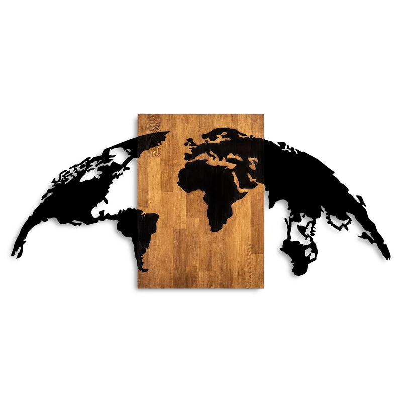 Elegant Decorative Wooden Wall Accessory, 70 x 150 cm, 100% Real Wood (3 cm) & Metal (1.5 mm), Unique Walnut & Black Finish, Perfect for Any Space