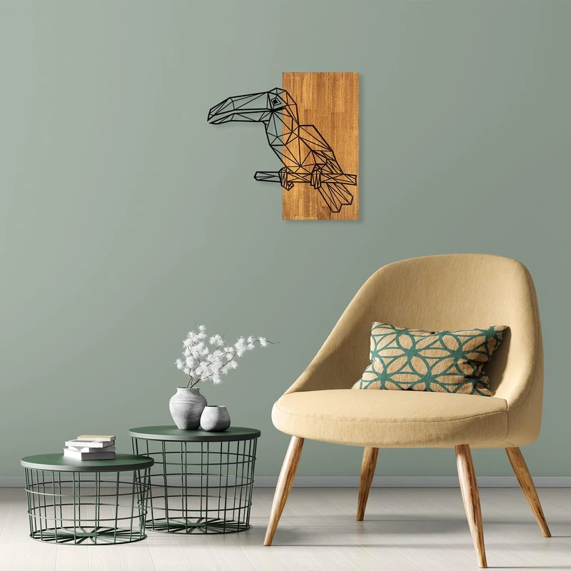 Elegant Decorative Wooden Wall Accessory, Walnut & Black, 58 x 60 cm, 50% Wood (3 cm) & Metal (1.5 mm), Unique Texture & Colour Variations