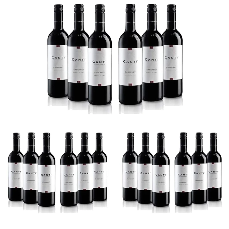 Canti - Carbenet Italian Red Dry Wine 11,5%, Balanced and Tannic Flavor, Robust and Mineral Taste, 6x750 ml (Pack of 3)