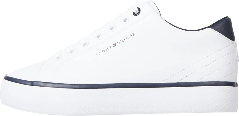 Tommy Hilfiger Men’s Low Top Vulcanised Trainers, White (White), 10