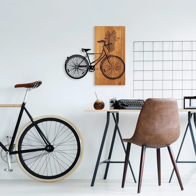 Elegant Decorative Wooden Wall Accessory, 58 x 60 cm, 100% Wood & Metal, Walnut & Black, Unique Design, Perfect for Home Decor, 3.4 kg