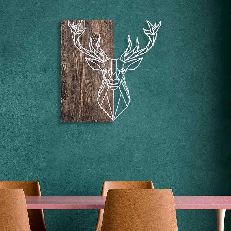 Elegant Decorative Wooden Wall Accessory, 56 x 58 cm, Walnut & Silver, 50% Wood (3 cm) & 50% Metal (1.5 mm), Wall Mountable, Unique Design