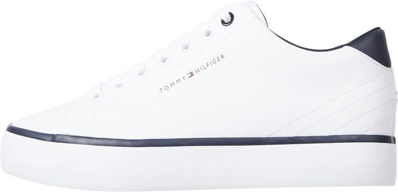Tommy Hilfiger Men’s Low Top Vulcanised Trainers, White (White), 13