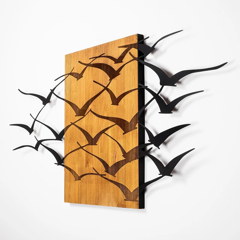 Elegant Decorative Wooden Wall Accessory, 70 x 140 cm, 50% Real Wood (3 cm) & Metal (1.5 mm), Unique Walnut & Black Finish, Perfect for Modern Decor
