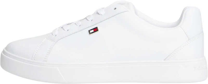 Tommy Hilfiger Women's Leather Court Trainers, White (White), 7.5