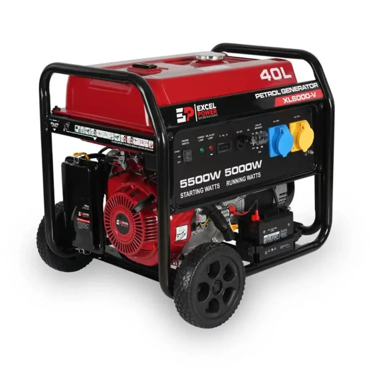 Excel Power Electric Start Open Frame 5kw Petrol Generator Outdoor Power Tools Site Work Camping, Home Back up With 2 Year Warranty