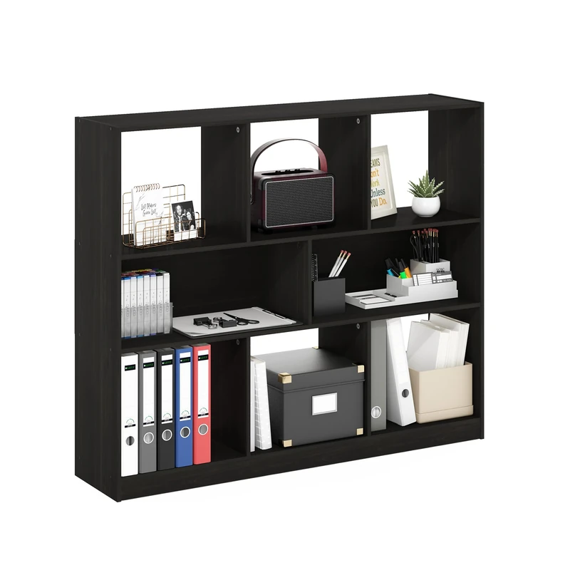 Furinno DALY Book Shelf, 8-Cube Bookshelf, Horizontal Cube Storage Organizer Bookcasde, 10.9 x 47.2 x 39.4, for Living Room, Bedroom, Home Office, Espresso