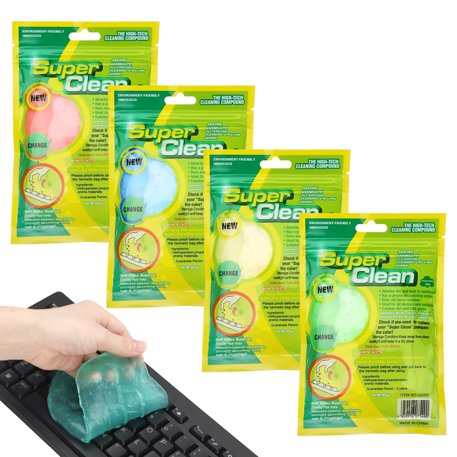 APOMOONS 4 Pack Keyboard Cleaner, Car Cleaning Gel, Magic Sticky Gel Cleaning Putty Soft Slime Cleaner Dust Dirt Remover for PC Laptop MacBook Computer Vacuums Cleaners Remote Control Mobile