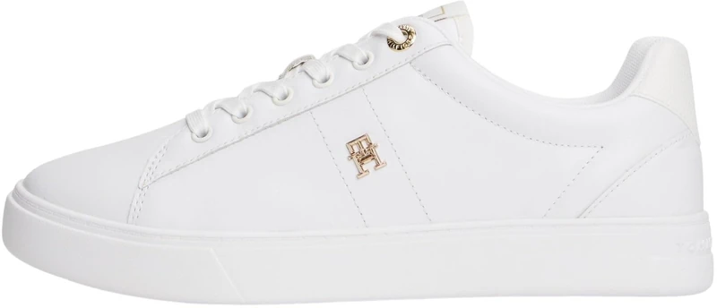 Tommy Hilfiger Women's Leather Court Trainers, White (White), 7.5