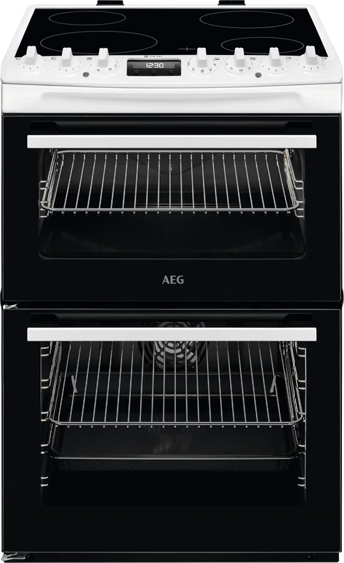 AEG 6000 Series SteamBake Cooker with Ceramic Hob CCX6740ACW, Capacity 73L/39L, Turbo Grill, Moist Fan Baking, Pizza and AirFry Setting, Catalytic Cleaning, Auto-Stop, 894-912x600x600mm Class A, Black