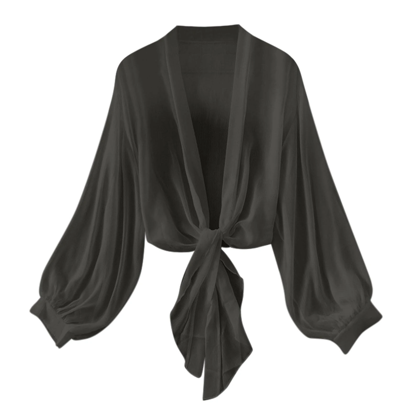 NSICBMNO Long Sleeve Chiffon Lightweight Maxi Sheer Duster Cardigan Ladies Tie Front Cardigans Bolero Shrug Cropped Summer Kimono Cardigans