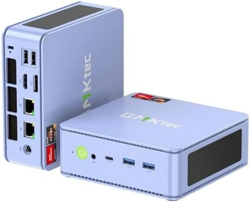 GMKtec Nucbox M5 Plus Gaming Mini PC - AMD Ryzen 7 5825U Mini Computers with 16GB(8GB*2) DDR4,512GB PCIe3.0 SSD Micro PC with Dual 2.5G LAN,Triple Display - Blue