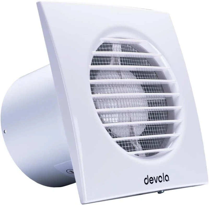 Devola 100mm Axial Extractor Fan with Timer, 4 Inch Bathroom Fan, Extractor Fan with Adjustable Overrun Time Function, Made in Britain, (Timer) - DVF100T