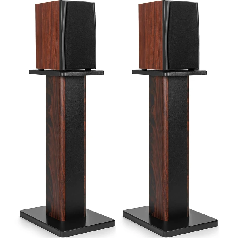 OUUTMEE 60CM (24 Inch) Wood Speaker Stands - Heavy Duty HiFi Speaker Stands for Home Theatre & Studio Monitors - Universal Floor Bookshelf Speaker Support with Sand-Fillable Design(Set of 2)