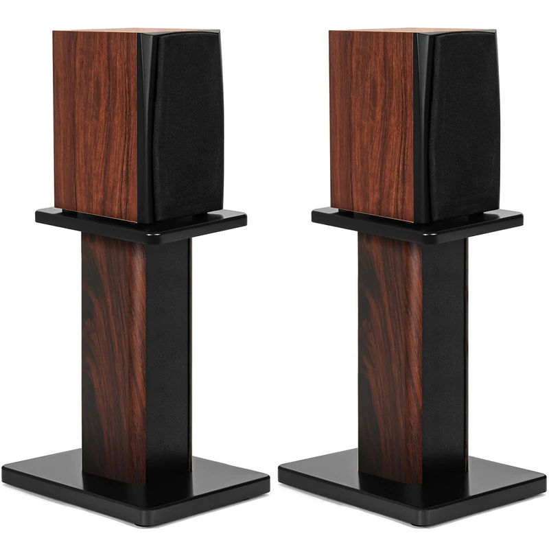 OUUTMEE 40CM (16 Inch) Wood Speaker Stands - Heavy Duty HiFi Speaker Stands for Home Theatre & Studio Monitors - Universal Floor Bookshelf Speaker Support with Sand-Fillable Design(Set of 2)