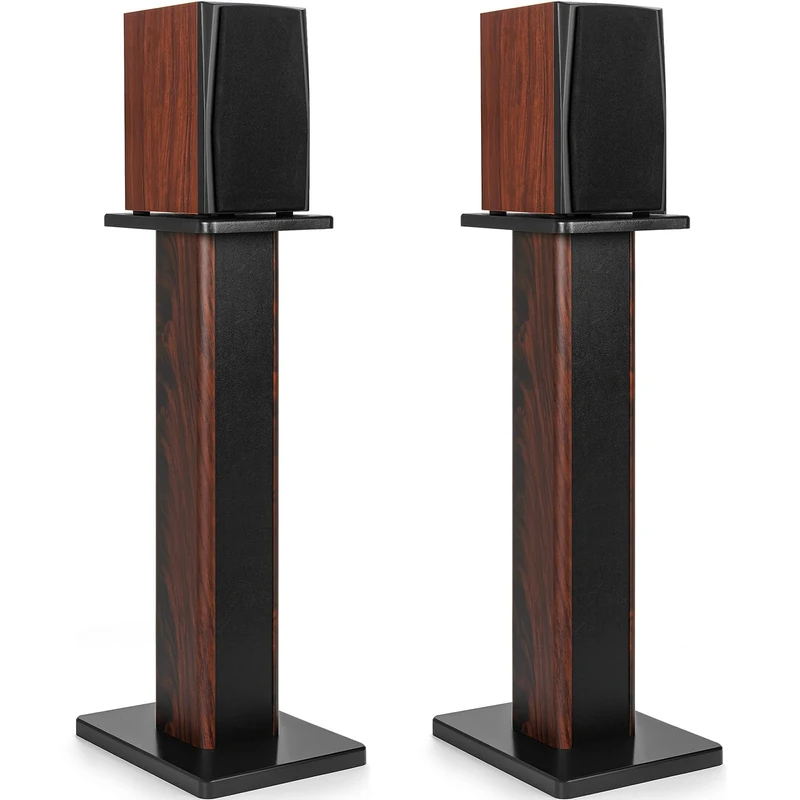 OUUTMEE 80CM (32 Inch) Wood Speaker Stands - Heavy Duty HiFi Speaker Stands for Home Theatre & Studio Monitors - Universal Floor Bookshelf Speaker Support with Sand-Fillable Design(Set of 2)