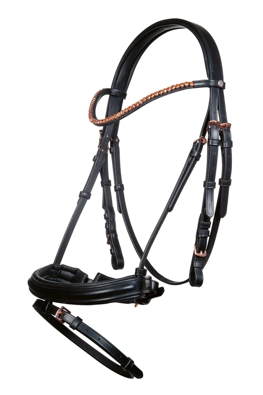 HKM Rosegold Glamour Style Bridle Black/Rose-Gold Full