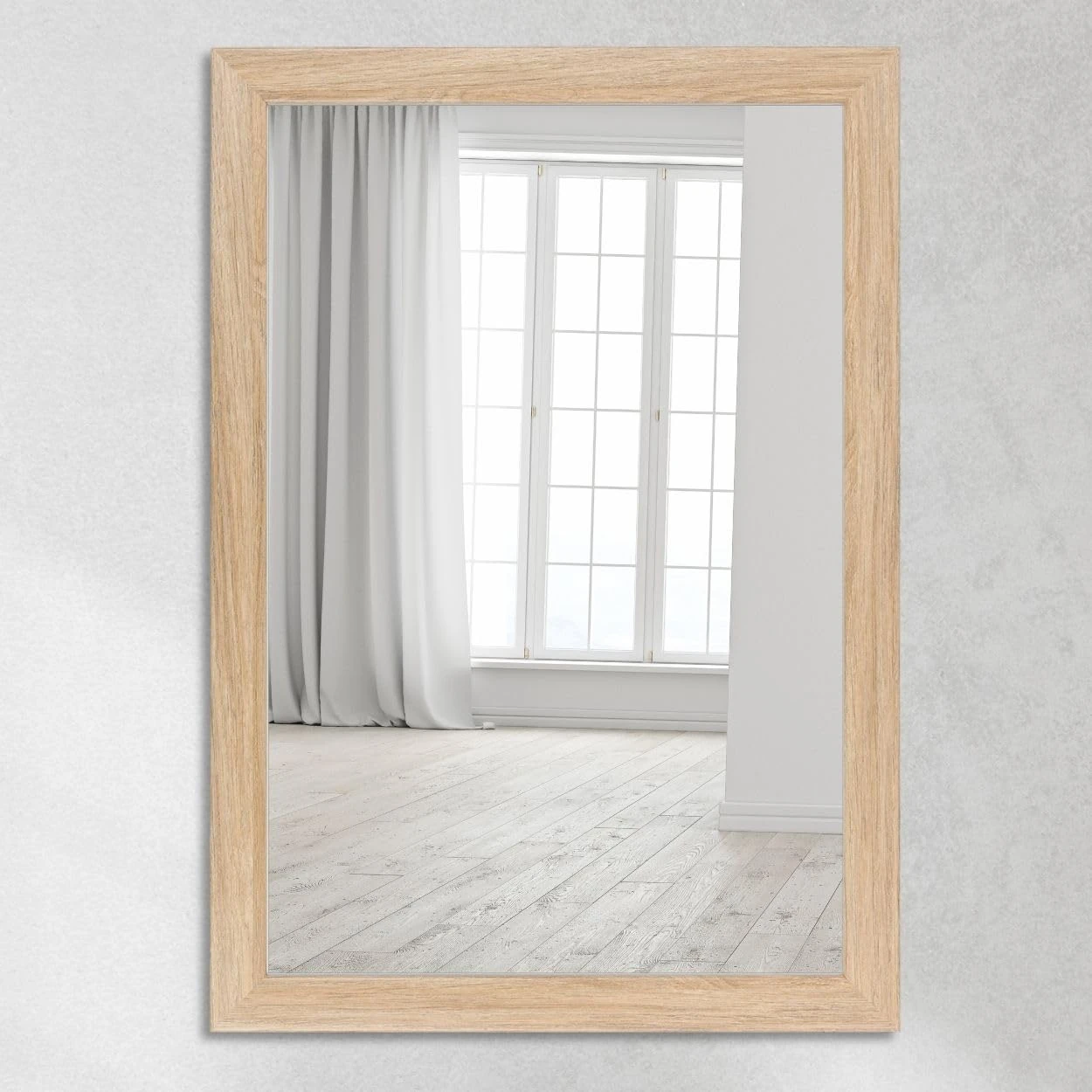 CLAMARO 'Neo Collage' Wall Mirror 70 x 175 cm Mirror with Frame Natural Oak Modern Full Length Mirror with 38 mm Wide Wooden Frame Includes Metal Hanger and Wall Mounting Material