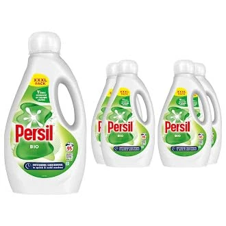 Persil XXXL Washing Liquid Detergent Outstanding Stain Removal Quick and Cold Wash Tough on Stains Gentle Next to Sensitive Skin 95 Washes 4 Pack, 2.565 Litre (Pack of 5, Bio)