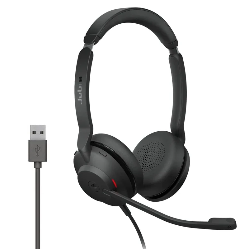 Jabra Evolve2 30 Headset - Stereo headphones with noise cancelling - Certified for Microsoft Teams - with 2-microphone call technology - USB-A cable - Black (Renewed)