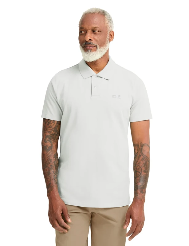 Jack Wolfskin Men's Essential Polo M T-Shirt, Stark White, XL - Image 1
