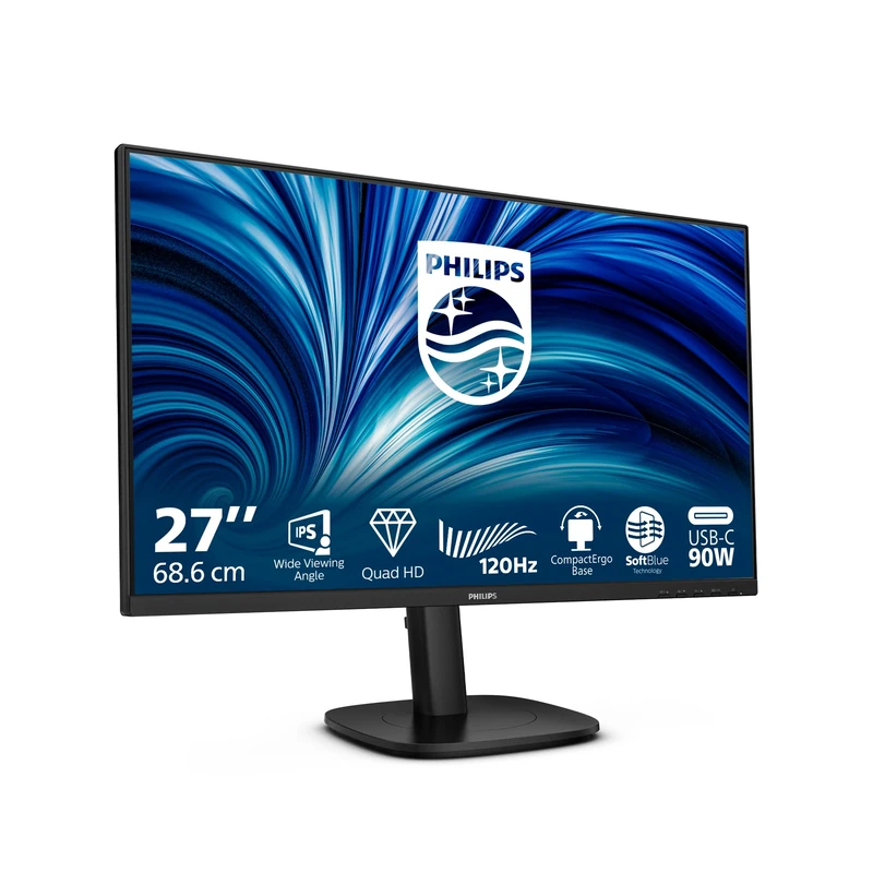 Philips 27B2U3601 27 Inch QHD Monitor, 120Hz, IPS, 1ms MPRT Adaptive Sync Height Adjustment (2560x1440,HDMI 1x 2.0,DP 1x 1.4, USB HUB) Black/red - Image 1