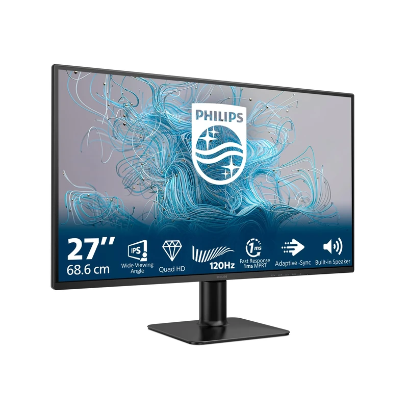 Philips 27E2N2500 27 Inch QHD Monitor, 120Hz, IPS, 1ms MPRT Adaptive Sync HDR10 (2560x1440,HDMI 1x 2.0,DP 1x 1.4) Black/red