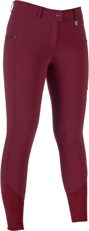 HKM Women's Livigno Silicone Knee Patch Riding Breeches, Bordeaux, 26