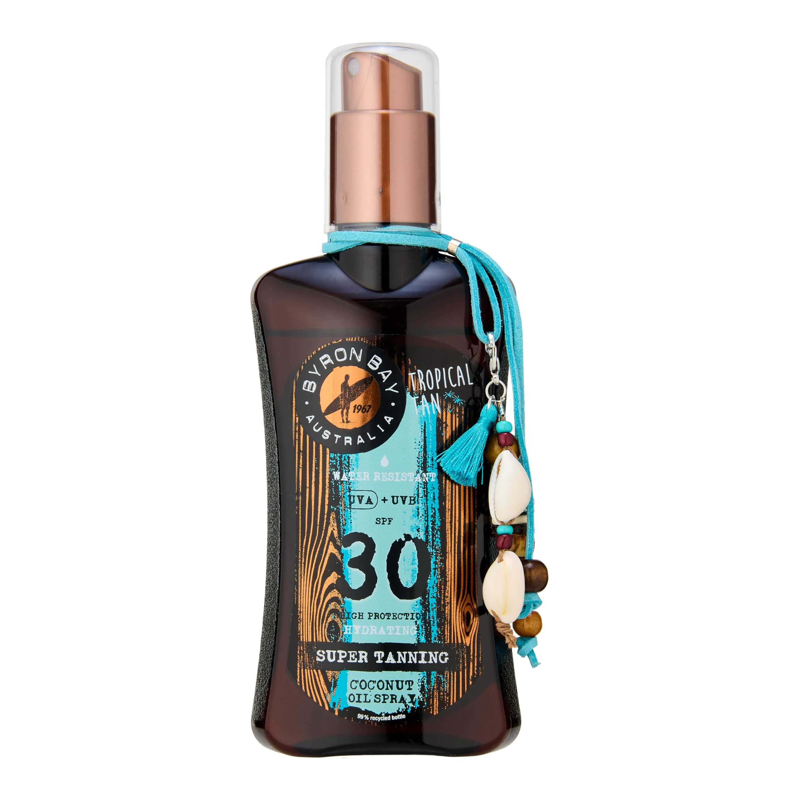 Byron Bay Australia Super Tanning Oil Spray SPF 30 - Fast Bronzing & Tan with Carrot Extract & Beta Carotene - UVA & UVB Protection with Vitamin E & Aloe Vera, Tropical Coconut Scent-200ml