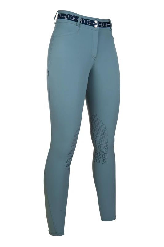 HKM Women's Monaco Style Silicone Knee Patch Riding Breeches, Sage, 24