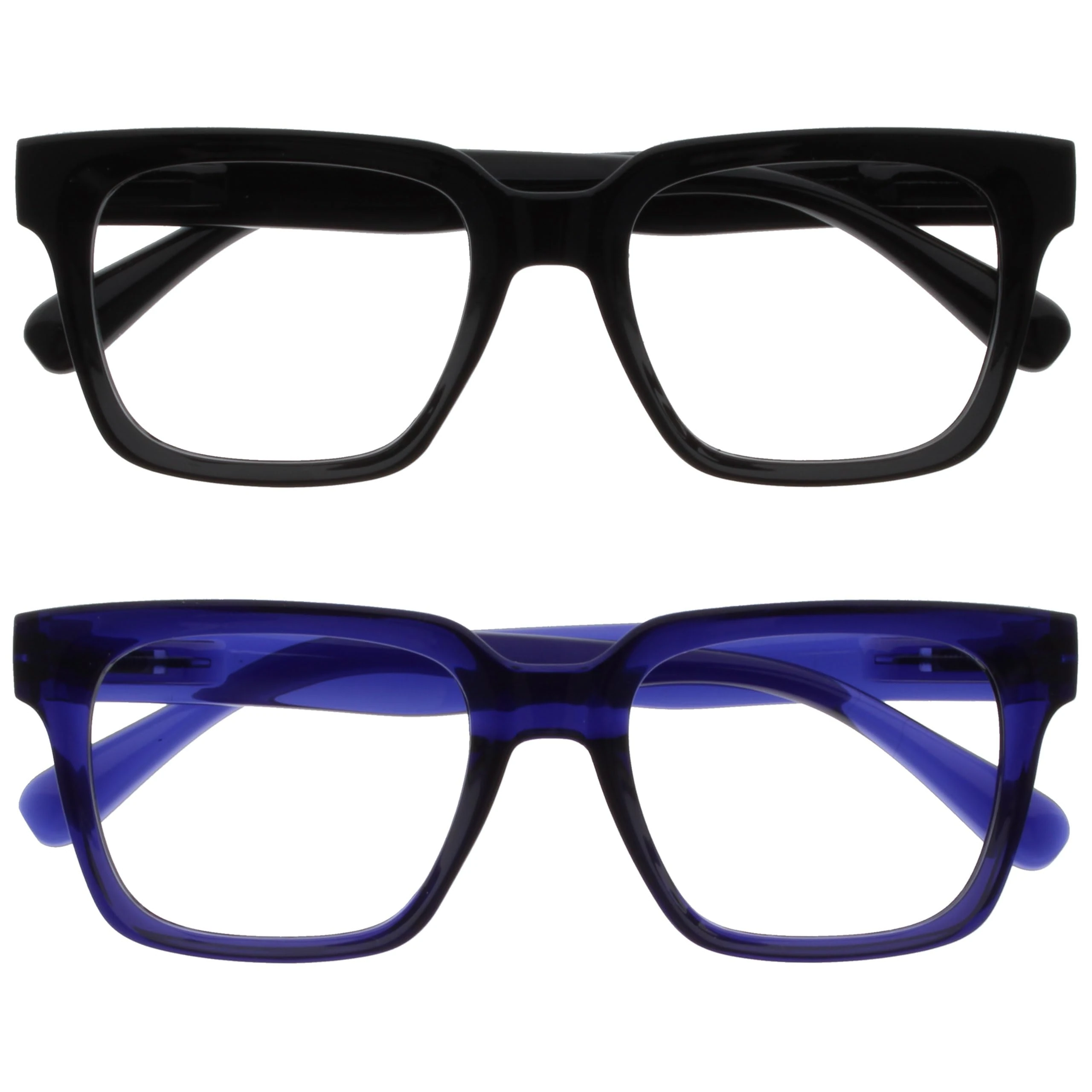 OPULIZE ERA Blue Light Blocking Reading Glasses - Anti-Reflective and Anti-Glare - 2 Pack Readers - UV400 Protection - Oversized Frame - Computer and Screen Glasses - Black Blue - Men Women - +1.50