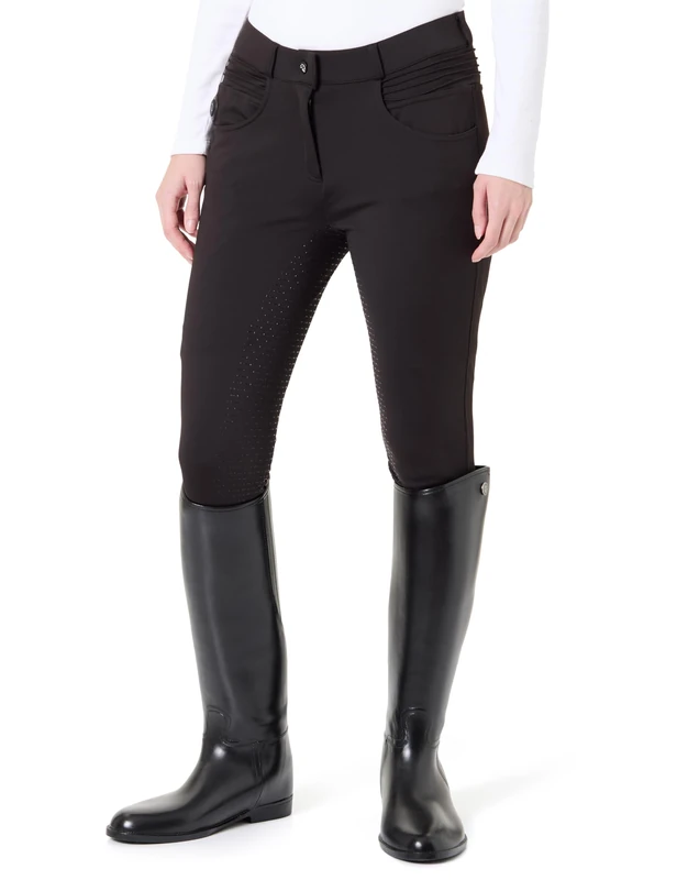 HKM Women's Comfort Style no Battery Heating Riding Breeches, Black, 34