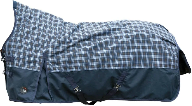 HKM Glasgow- 1200D, light lining Highneck rug Deep Blue Check 5'3