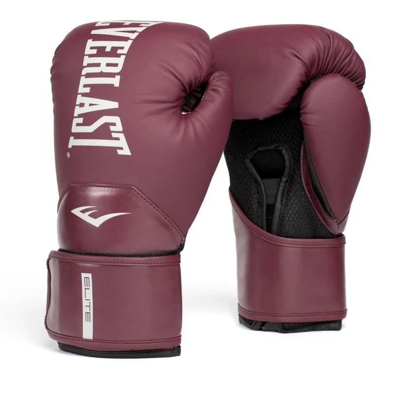 Everlast Elite 2 16oz Boxing Gloves, Bordeaux Boxing Gloves for Bags, Mitt Work & Sparring, Hook and Loop Strap, Ergonomic Grip Bar, Split-Style Foam Combination - Authentic Everlast Gear