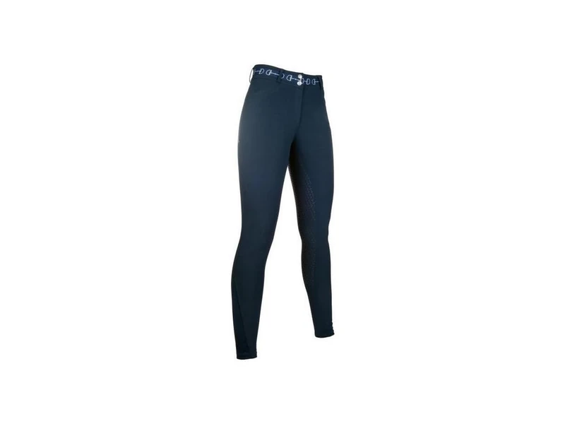 HKM Women's Monaco Style Silicone Knee Patch Riding Breeches, Deep Blue, 26