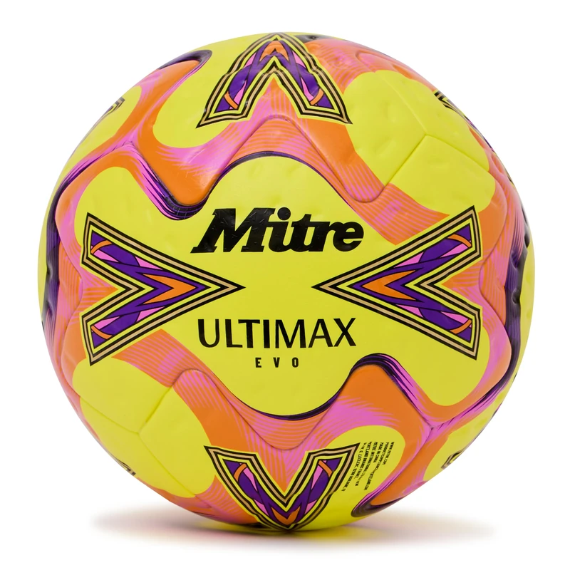 Mitre Unisex Adult Ultimax Evo 26 Football, Yellow/Orange/Purple, 5