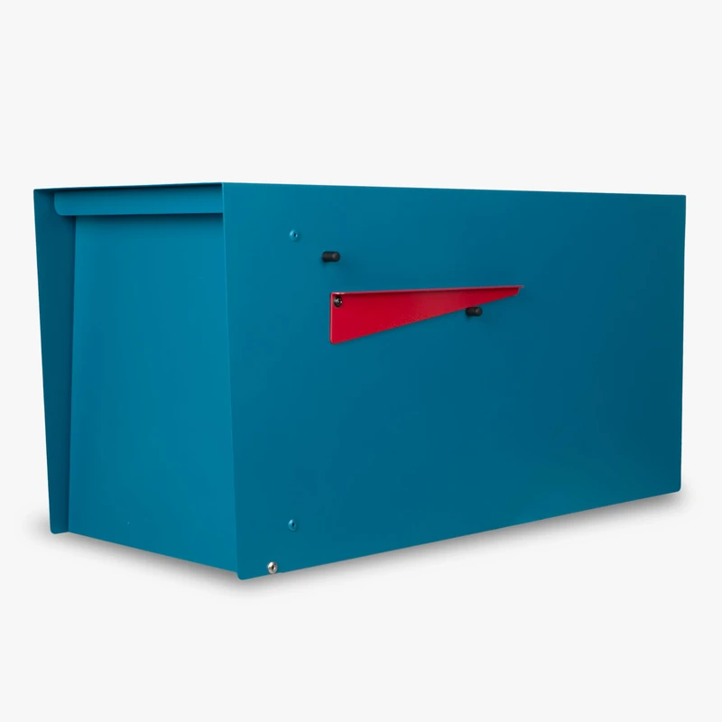 Ilyapa Large Modern Mailbox for Outside - Blue - Post Mount