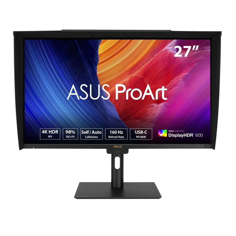ASUS ProArt Display PA27UCGE Professional Monitor – 27", 4K UHD, IPS, 600 nits, 98% DCI-P3, Delta E<1 colour accuracy, 160Hz, Auto Calibration, HDR-10, HLG, Auto KVM, LuxPixel AGLR, Light Sync